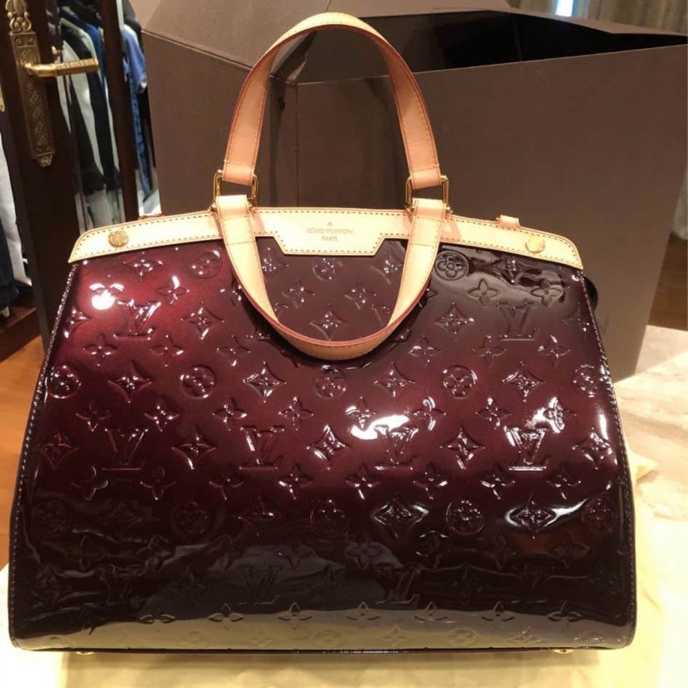 Louis Vuitton Burgundy Patent Leather Handbag